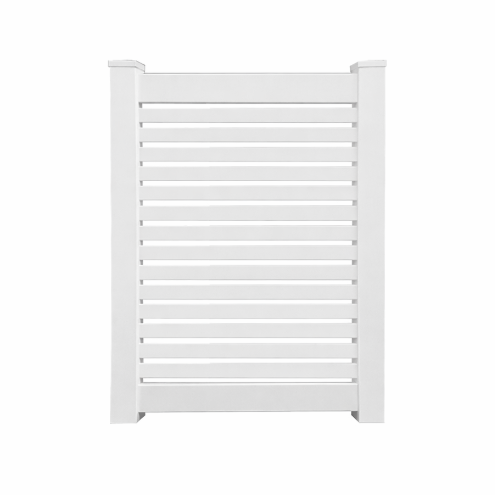 Weatherables Everglade white vinyl semi-privacy fence gate stock image