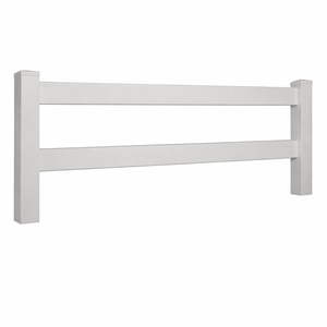 Grey 2-rail vinyl horse fencing stock image