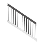 Jefferson white vinyl deck board stair railing stock image