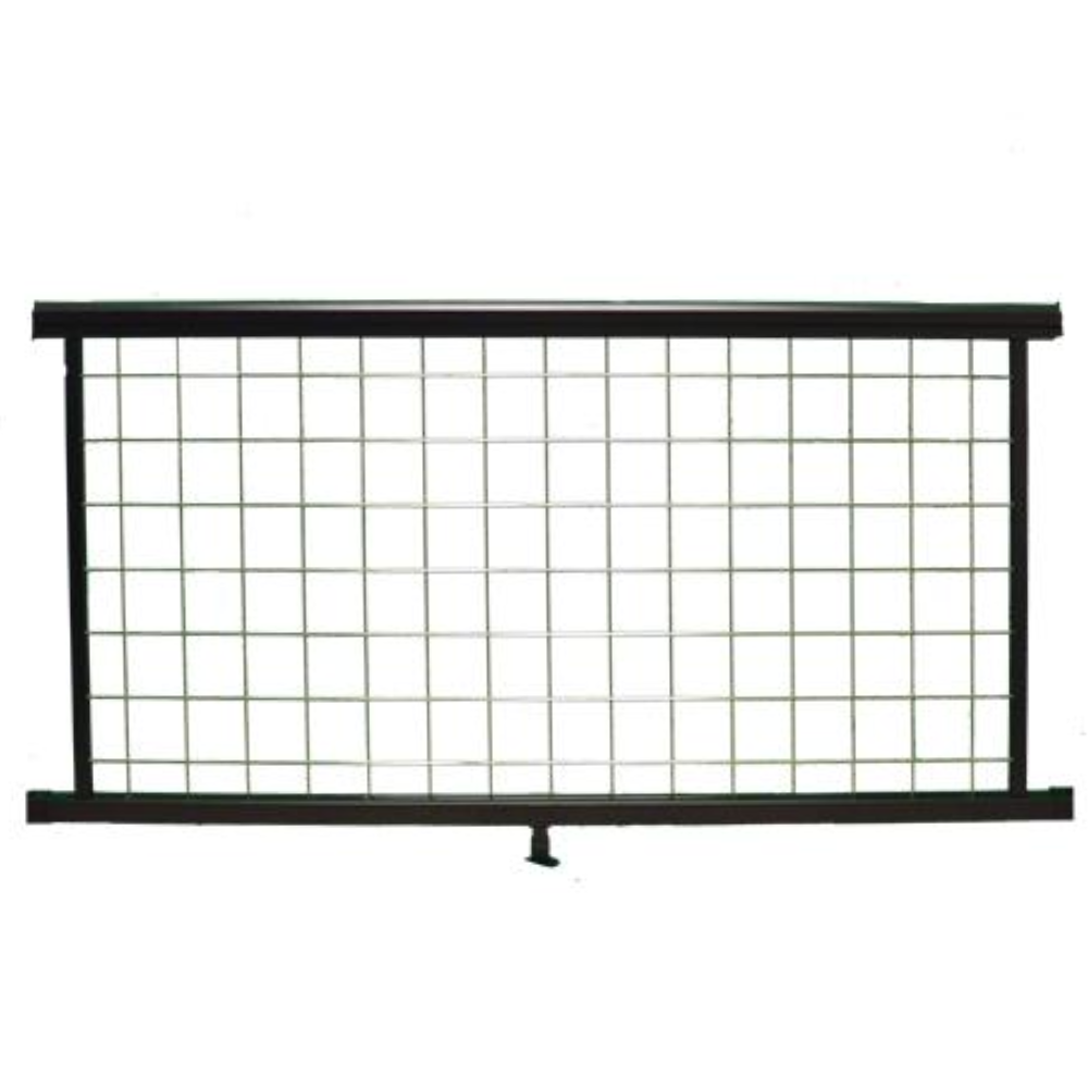 Weatherables Morocco black and silver aluminum mesh railing stock image