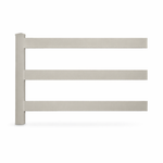 Tan 3-rail vinyl horse fencing stock image
