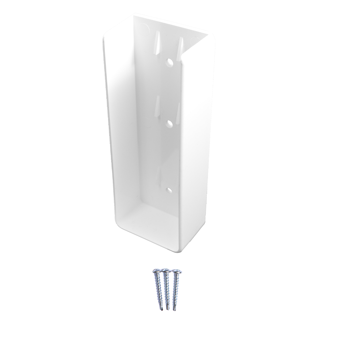 white vinyl u-mount with screws