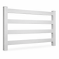 White 4-rail vinyl horse fencing stock image