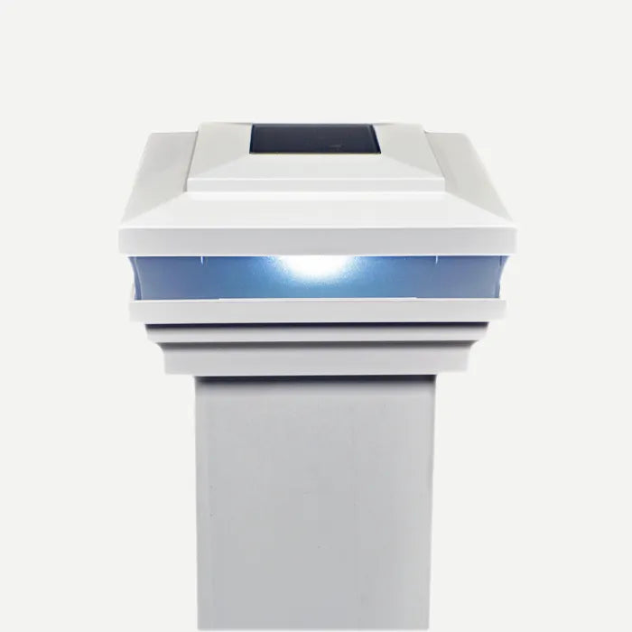 white vinyl solar led post cap