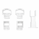 Set of white plastic brackets on a white background